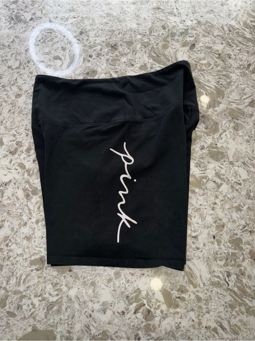 PINK Victoria's Secret Black Bike Shorts with Pink Script